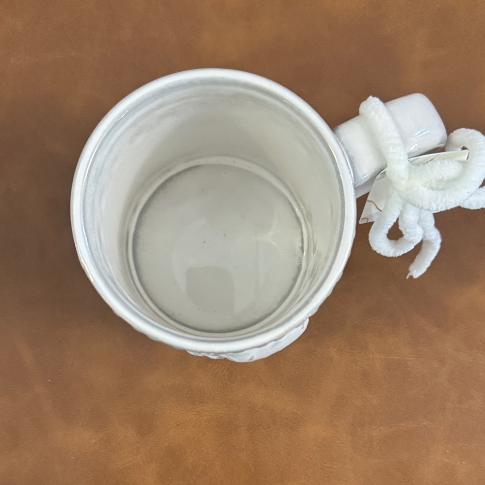 White Anthropologie Mug with Gold Letter A and Stocking Design - Picture 2 of 6